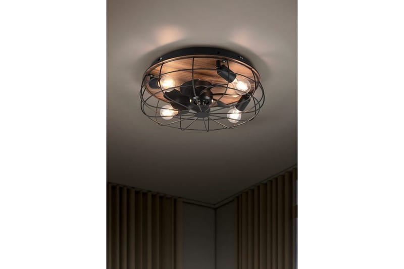 Fläkt TRIO Trondheim Mattsvart/trä - Mattsvart/trä - Products - Belysning - Lampor & belysning inomhus - Taklampa & takbelysning - Takplafond