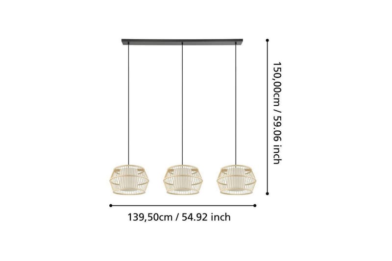 Takpendel Eglo Monterroso Natur med 3 Lampor - Products - Belysning - Lampor & belysning inomhus - Taklampa & takbelysning - Pendellampa & hänglampa