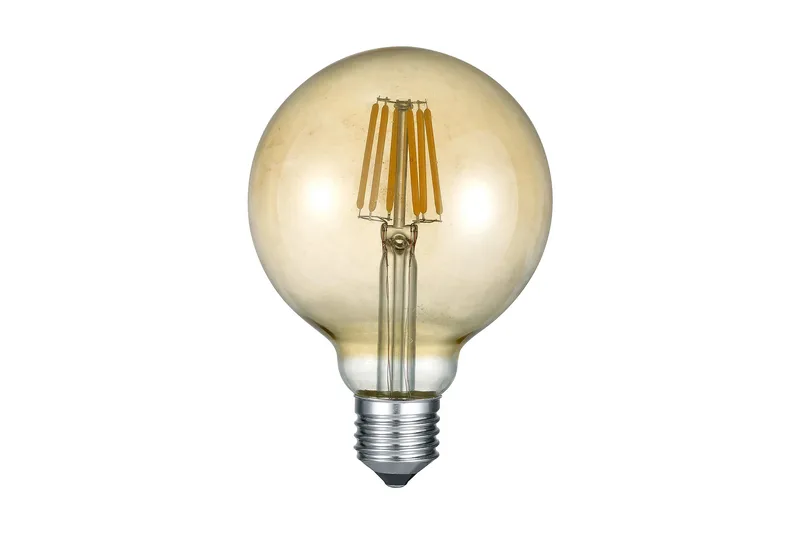 LK LED E27 filament globe 6W 420lm 2700K brun, Vit