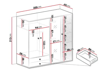 Aldbrough Garderob med Spegel 200x213 cm - Brun/Svart - Products - Förvaring - Garderober & garderobssystem