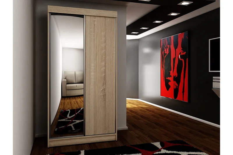 Dunkra Garderob m. Spegel 100x200 cm - Brun - Products - Förvaring - Garderober & garderobssystem