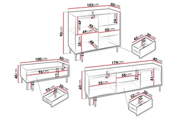 Bjurholm Möbelset För Vardagsrum - Vit - Products - Förvaring - Förvaringsmöbler - Möbelset för vardagsrum