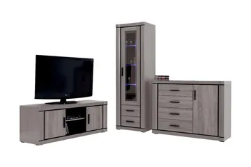 Dallas Vardagsrumsset LED-belysning - Ek - Products - Förvaring - Förvaringsmöbler - Möbelset för vardagsrum