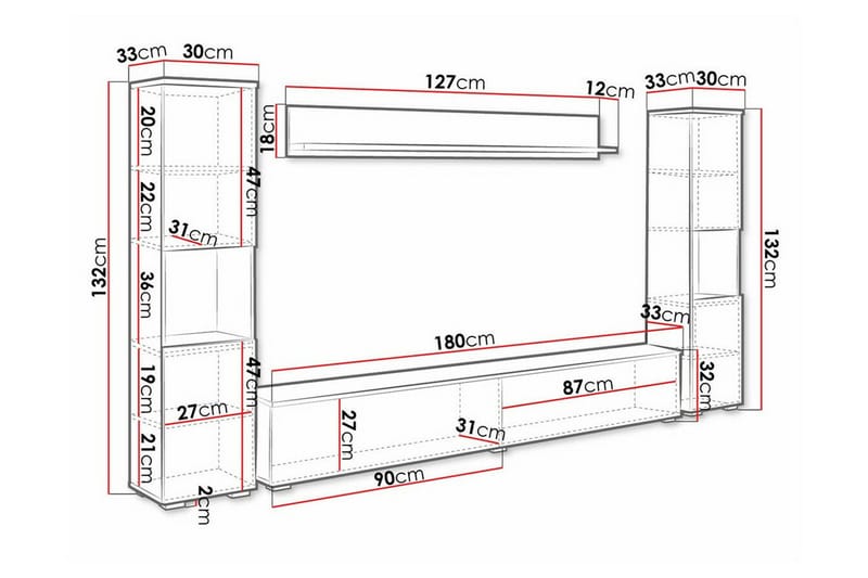 Galbally Möbelset För Vardagsrum Brown - Products - Förvaring - Förvaringsmöbler - Möbelset för vardagsrum