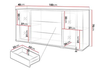 Gamal Skänk 150x40 cm - Brun/Vit - Products - Förvaring - Förvaringsmöbler - Sideboard & skänk