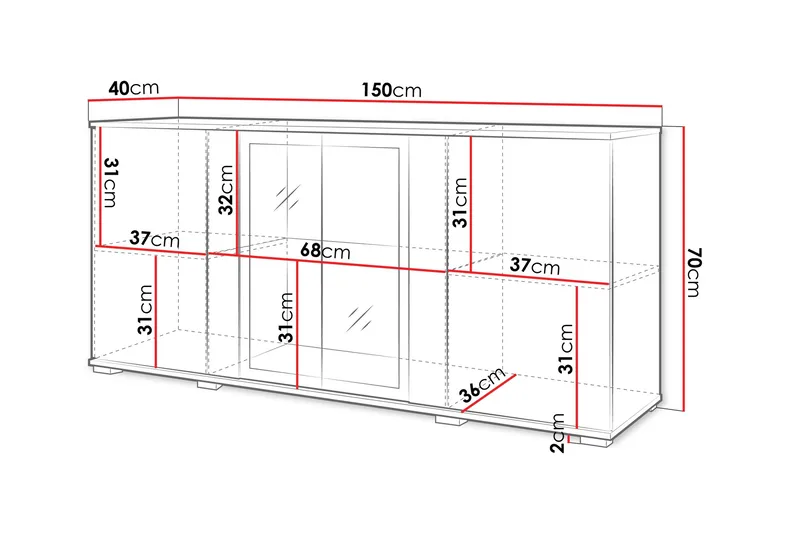Gamal Skänk 150x40 cm - Vit - Products - Förvaring - Förvaringsmöbler - Sideboard & skänk