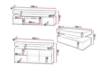 Glenndale Möbelset Vardagsrum med Belysning - Svart - Products - Förvaring - Förvaringsmöbler - Möbelset för vardagsrum