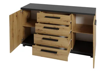 Ines Byrå 40x135 cm - Ek/Svart - Products - Förvaring - Förvaringsmöbler - Byr å