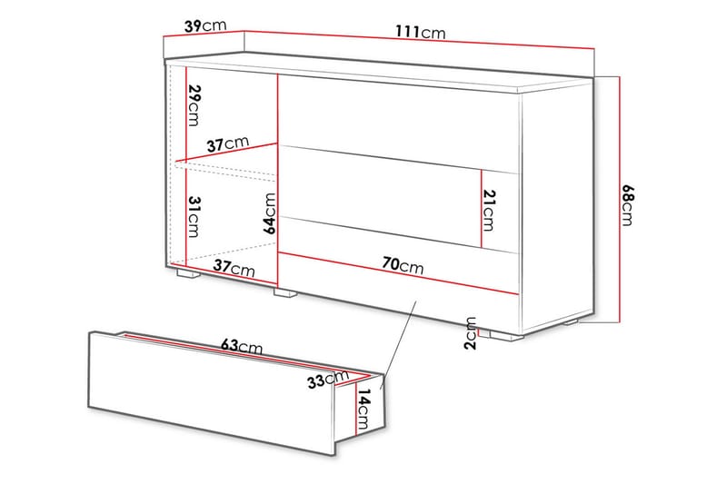 Kankuro Byrå 111x68 cm - Vit - Products - Förvaring - Förvaringsmöbler - Byrå