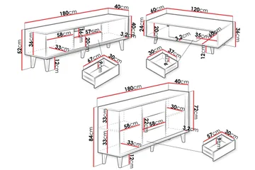 Kintore Möbelset För Vardagsrum - Brun - Products - Förvaring - Förvaringsmöbler - Möbelset för vardagsrum