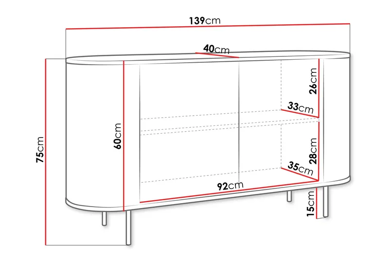 Pantego Skänk 139x40 cm - Brun - Products - Förvaring - Förvaringsmöbler - Sideboard & skänk