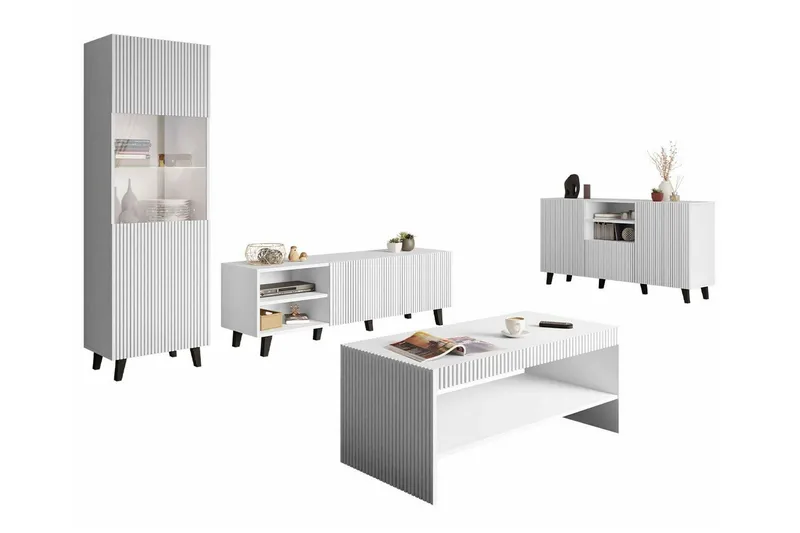 Strontian Möbelset För Vardagsrum Scandinavian Choice White