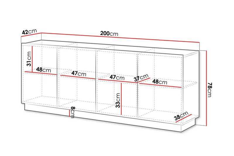 Torvalen Skänk 200x42 cm - Svart - Products - Förvaring - Förvaringsmöbler - Sideboard & skänk