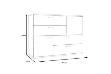 Waunifor Byrå 125 cm - Vit/Grå - Products - Förvaring - Förvaringsmöbler - Byrå