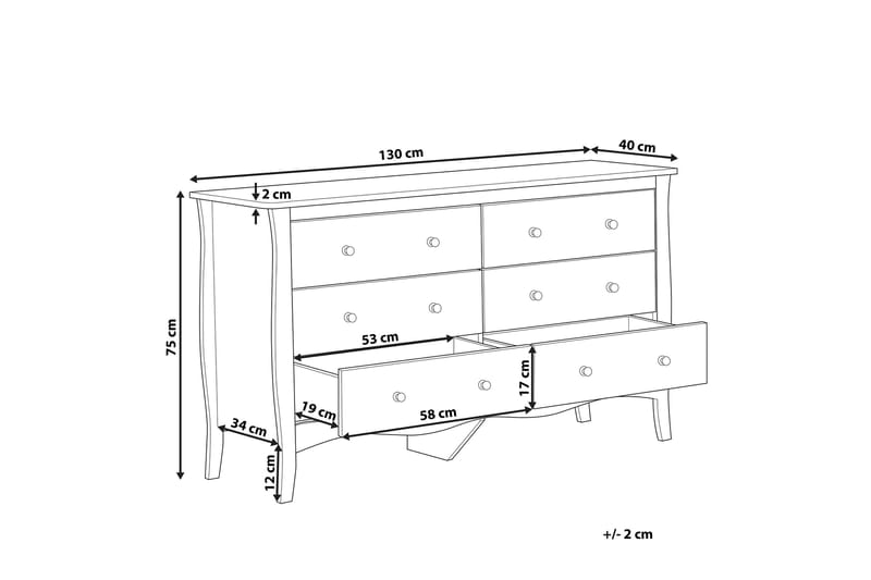 Winchester Byrå 130 cm - Vit - Products - Förvaring - Förvaringsmöbler - Byrå