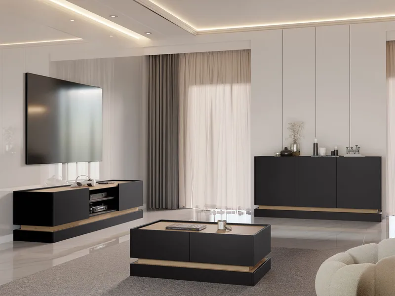 Zelric Möbelset För Vardagsrum - Svart - Products - Förvaring - Förvaringsmöbler - Möbelset för vardagsrum