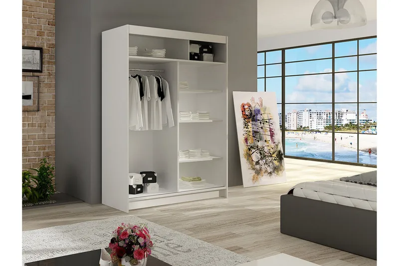 Estella Garderob 120 cm Skjutdörrar - Beige/Trä/Natur - Products - Förvaring - Garderober & garderobssystem - Garderobsskåp