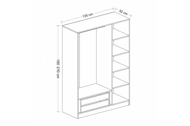 Fruitland Garderob 135 cm - Cream - Products - Förvaring - Garderober & garderobssystem - Garderobsskåp