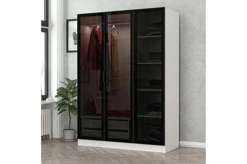 Fruitland Garderob 135 cm, Svart/Vit