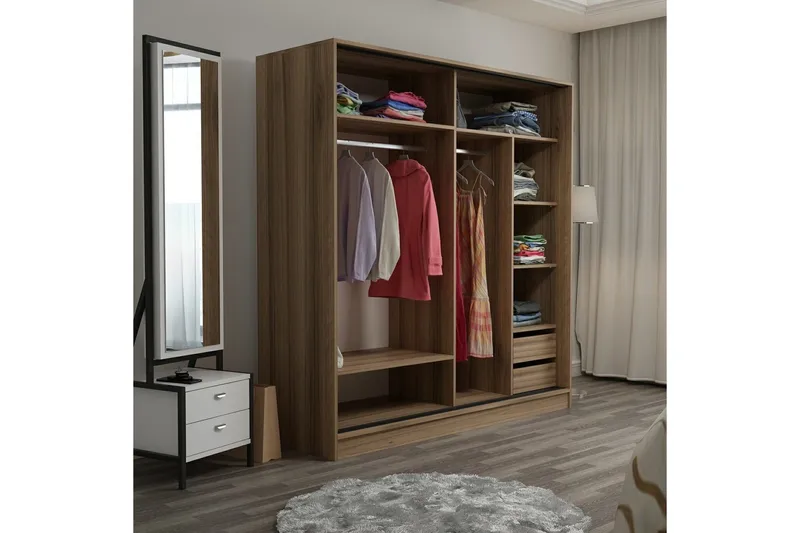 Fruitland Garderob 180 cm - Grå/Ek - Products - Förvaring - Garderober & garderobssystem - Garderobsskåp