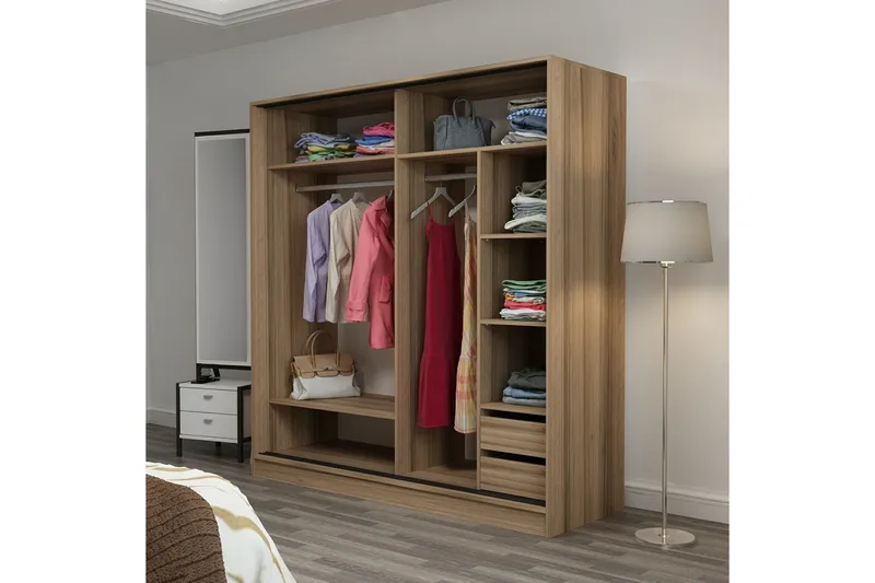 Fruitland Garderob 180 cm - Grå/Ek - Products - Förvaring - Garderober & garderobssystem - Garderobsskåp