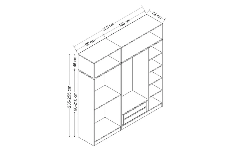 Fruitland Garderob 180 cm - Vit - Products - Förvaring - Garderober & garderobssystem - Garderobsskåp