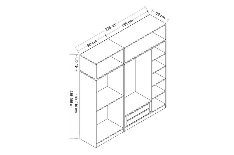 Fruitland Garderob 225 cm - Vit - Products - Förvaring - Garderober & garderobssystem - Garderobsskåp