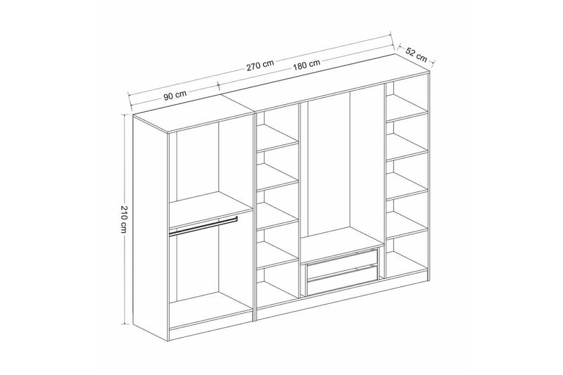 Fruitland Garderob 270 cm - Antracit - Products - Förvaring - Garderober & garderobssystem - Garderobsskåp
