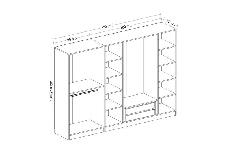 Fruitland Garderob 270 cm - Vit - Products - Förvaring - Garderober & garderobssystem - Garderobsskåp