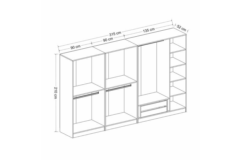 Fruitland Garderob 315 cm - Antracit - Products - Förvaring - Garderober & garderobssystem - Garderobsskåp