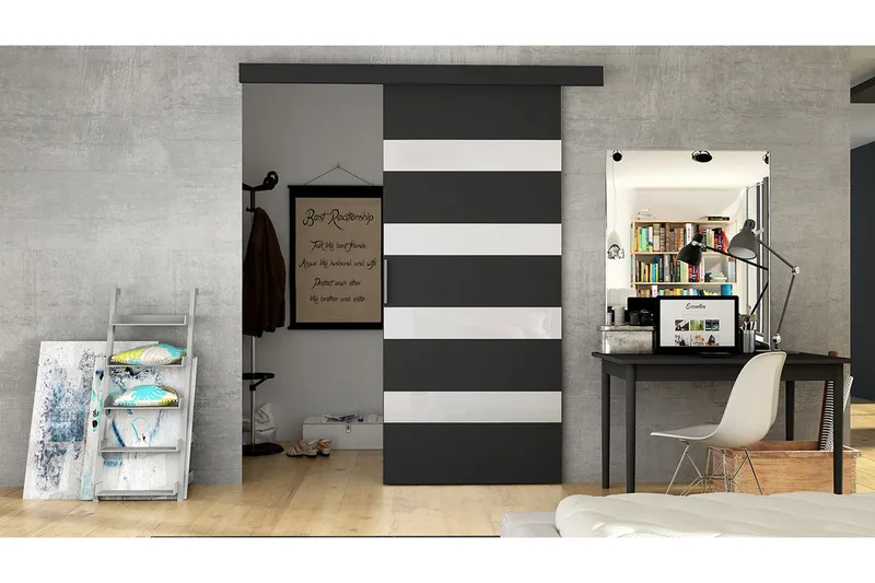 Skjutdörr MARTI - Svart/Vit - Products - Förvaring - Garderober & garderobssystem - Garderobsdörr - Skjutdörr garderob & walk-in closet