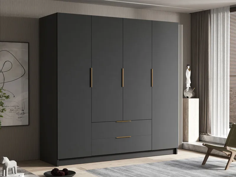 Kelros Garderob 200x216 cm - Svart - Products - Förvaring - Garderober & garderobssystem - Garderobsskåp