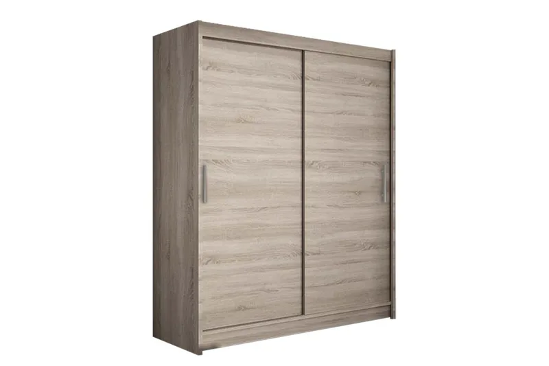 Leila Garderob 150 cm Skjutdörrar, Beige/Trä/Natur