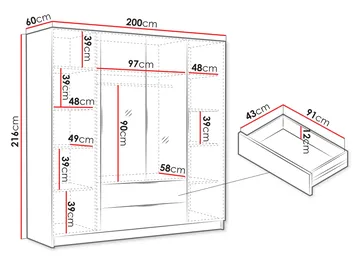 Kelros Garderob med Spegel 200x216 cm - Beige - Products - Förvaring - Garderober & garderobssystem