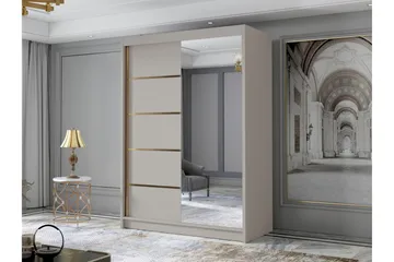 Lungos Garderob med Spegel 120x200 cm - Beige - Products - Förvaring - Garderober & garderobssystem