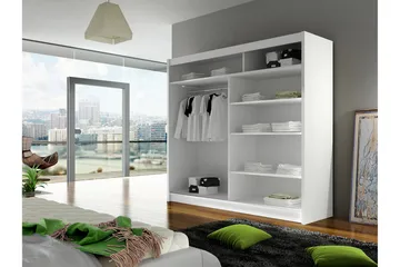 Prag Garderob 180 cm Skjutdörrar Delad Spegel - Beige/Trä/Natur - Products - Förvaring - Garderober & garderobssystem