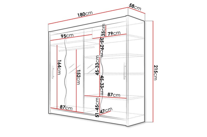 Prag Garderob 180x57x215 cm - Beige|Vit - Products - Förvaring - Garderober & garderobssystem