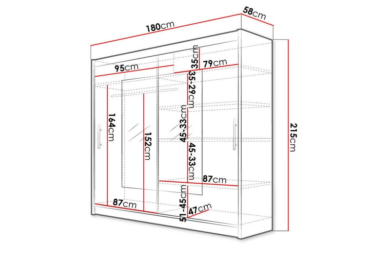 Prag Garderob 180x57x215 cm - Vit - Products - Förvaring - Garderober & garderobssystem