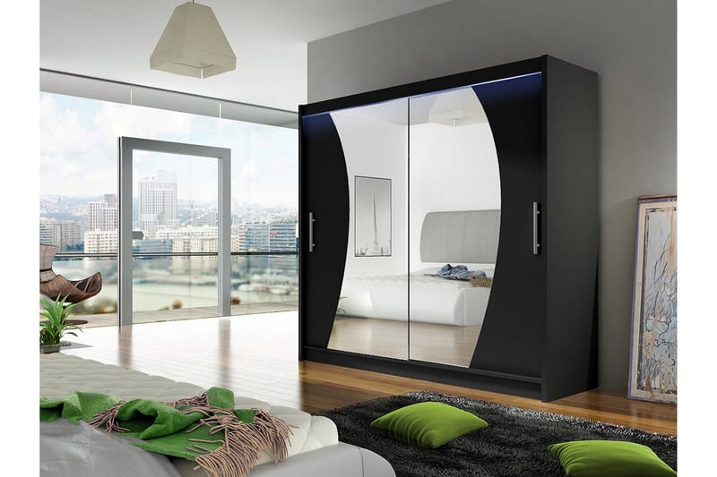 Prag Garderob med Spegel 180x215 cm - Svart - Products - Förvaring - Garderober & garderobssystem