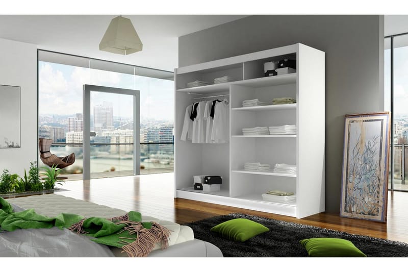 Prag Garderob Skjutdörrar Smal Spegel - Vit/Spegel - Products - Förvaring - Garderober & garderobssystem