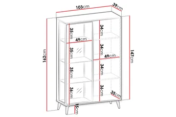 Akinari Vitrinskåp 103x162 cm - Brun/Beige - Products - Förvaring - Skåp - Vitrinskåp