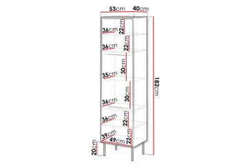 Belonger Smalt Vitrinskåp 40 cm djup 53 cm bred 182 cm hög Mörkt Trä Glas - Svart - Products - Förvaring - Skåp - Vitrinskåp