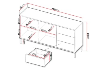 Querty Skåpsbyrå 150x80x41 cm - Vit/Svart - Products - Förvaring - Skåp - Förvaringsskåp