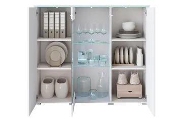 Sherie Vitrinskåp 120x104 cm - Vit/Grå - Products - Förvaring - Skåp - Vitrinskåp