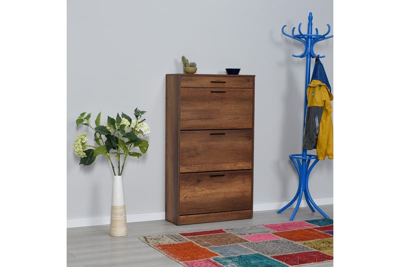 Skoskåp 75x128 cm - Valnöt - Products - Förvaring - Skåp - Förvaringsskåp