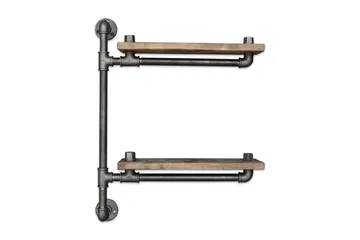 Evila Vägghylla Rör/Trä - Trä/Svart - Products - Förvaring - Småförvaring - Väggförvaring