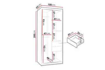 Tallmo Garderob m. Spegel 100x200 cm - Products - Förvaring - Garderober & garderobssystem