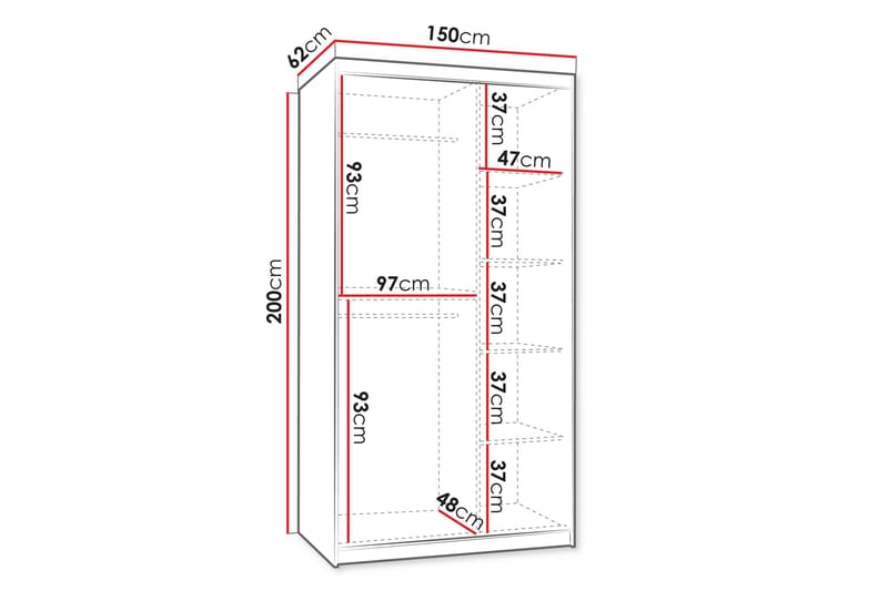 Tallmo Garderob m. Spegel 150x200 cm - Vit - Products - Förvaring - Garderober & garderobssystem