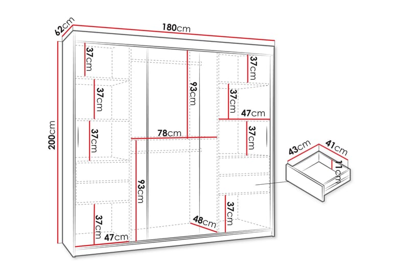 Tallmo Garderob m. Spegel 180x200 cm - Products - Förvaring - Garderober & garderobssystem