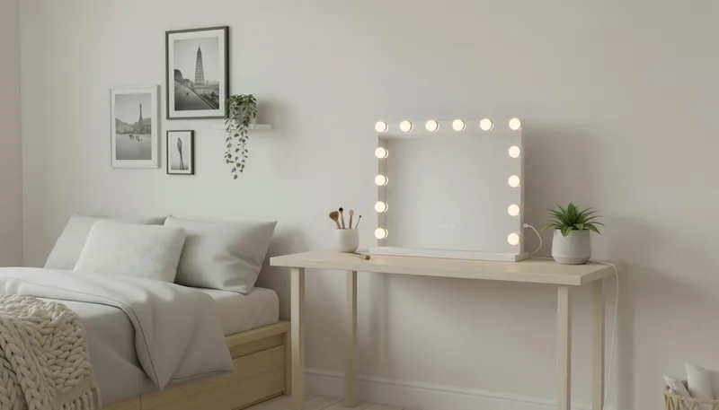 Glow Sminkspegel på fot 50 cm med LED Belysning/Lampor Hollywood spegel - Vit - Products - Inredning - Spegel - Sminkspegel